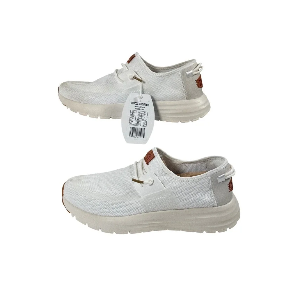Hey Dude Sirocco M Neutrals Mens Size 7 White White Sneakers 41292-143 Slip On